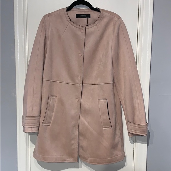 Zara Jackets & Blazers - Zara Basics Pink Faux Suede Coat Size Large
